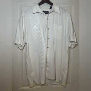Nat Nast Luxury Originals Men’s Shirt‎ Large Cream Embroidered Panel 100% Silk.